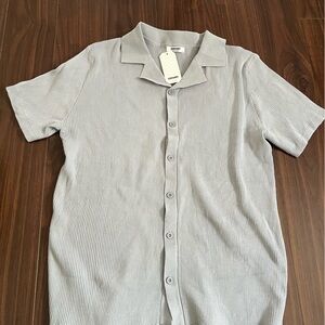 COOFANDY Men's Knit Button Down Shirt Short Sleeve Polo Sweater Summer Casual/ S